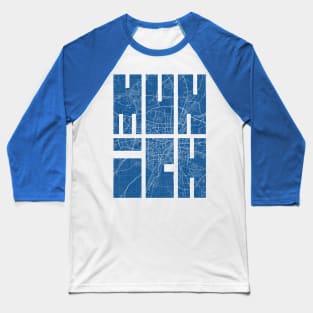Munich, Germany City Map Typography - Blueprint Baseball T-Shirt